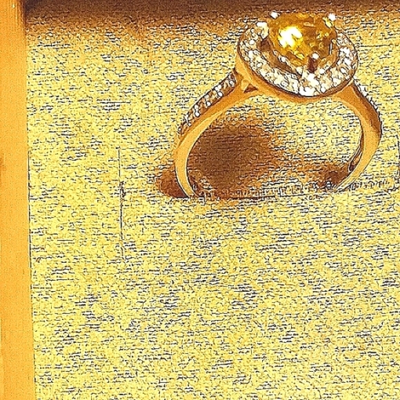 Platinum over Sterling Silver Yellow & White CZ - Picture 6 of 7